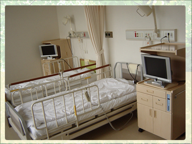 病院向けICカード式テレビシステム、病棟設置風景